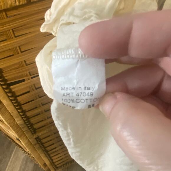 Made in Italy Cotton gauze Ruffle Peasant Top Boho Cottagecore Poet Blouse Med - Picture 7 of 8